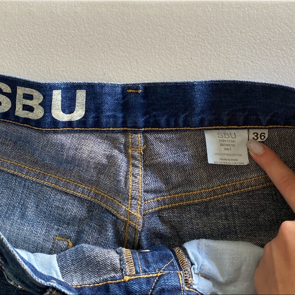 Men’s Stretched Denim Washed Blue Jeans - Picture 4 of 7